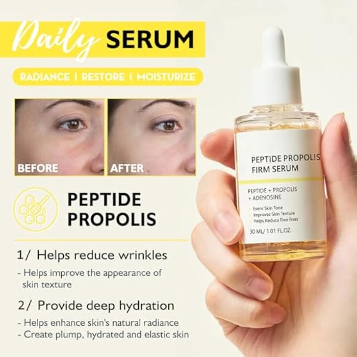MrCuvaryas 2PCS Peptide Propolis Serum, Hydration & Wrinkle Renewal Face Serum for Women Anti Aging, Hydrating & Anti Wrinkle for Face, Boosts Skin Elasticity, For All Skin Types - Image 3