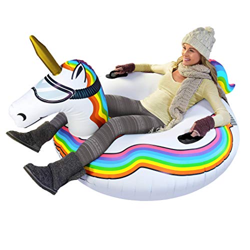 GoFloats Winter Snow Tube - Inflatable Sled for Kids and Adults (Choose from Unicorn, Disney's Frozen, Ice Dragon, Polar Bear, Penguin, Flamingo) - Image 1