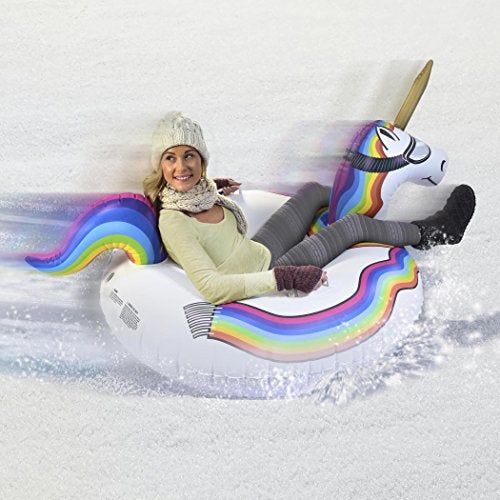 GoFloats Winter Snow Tube - Inflatable Sled for Kids and Adults (Choose from Unicorn, Disney's Frozen, Ice Dragon, Polar Bear, Penguin, Flamingo) - Image 2