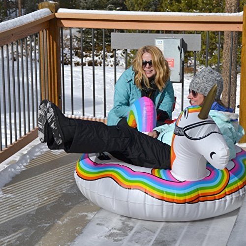 GoFloats Winter Snow Tube - Inflatable Sled for Kids and Adults (Choose from Unicorn, Disney's Frozen, Ice Dragon, Polar Bear, Penguin, Flamingo) - Image 4