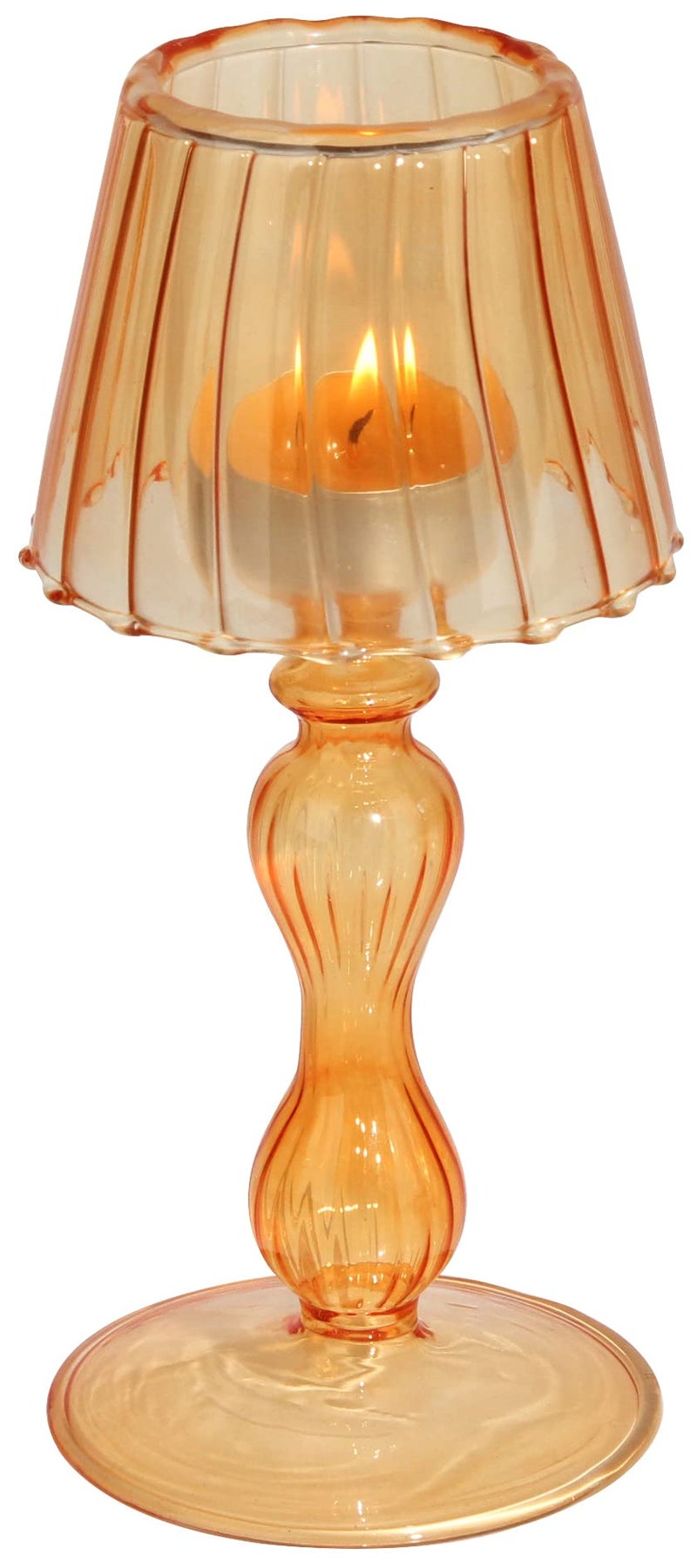 Gurfuy Desk Lamp Shaped Glass Candle Holder Glass Hurricane Candleholder Crystal Decorative Candle Stand for Table Wedding Dinning Centerpieces Party Supplies Decor Amber