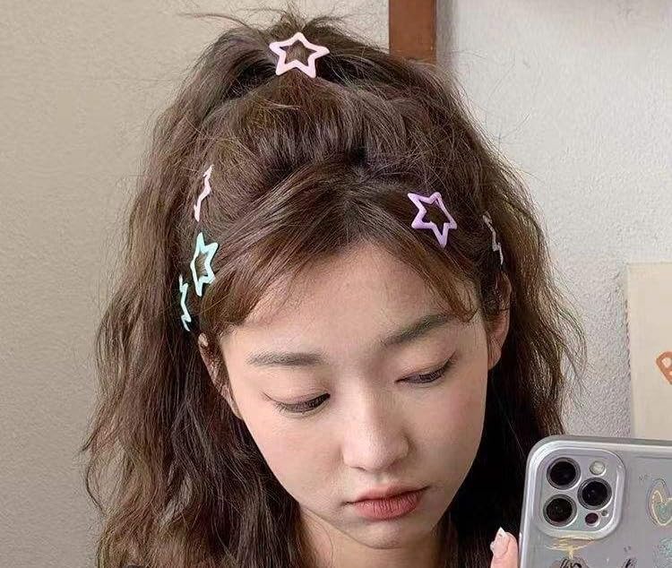 LuxeLocks set of 60 piece Star Hair Clips for Girls, star tic tac clips for girls, Multicolour, Plastic Tic Tac Pins for girls - Image 4