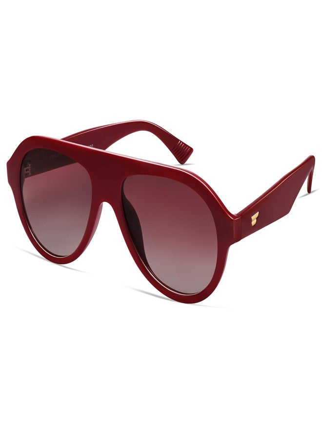 VANLINKER Retro Aviator Polarized Sunglasses for Men Women Trendy 70s Vintage Plastic Frame Sun Glasses VL9750,Red - Image 1