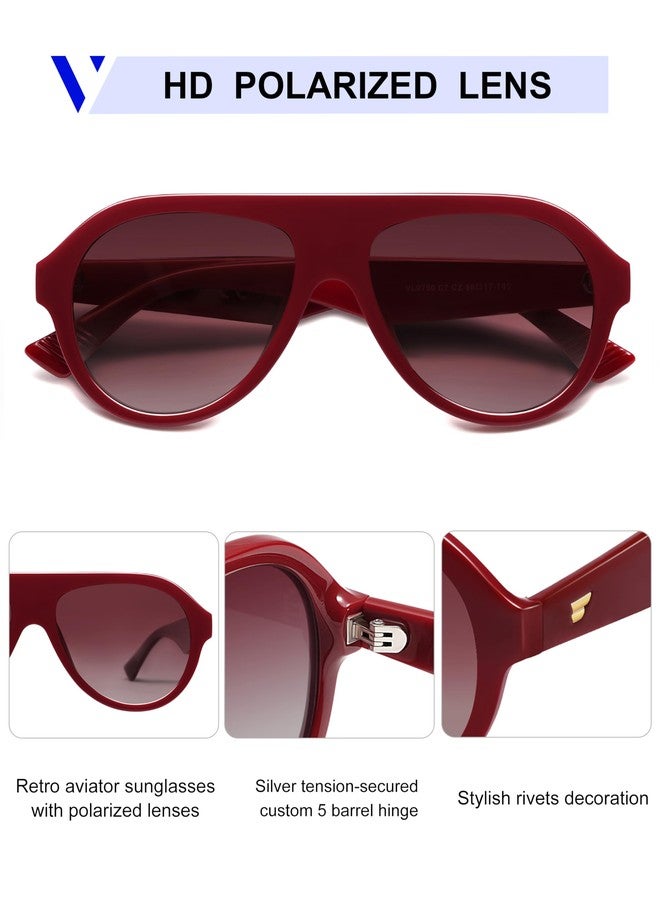 VANLINKER Retro Aviator Polarized Sunglasses for Men Women Trendy 70s Vintage Plastic Frame Sun Glasses VL9750,Red - Image 4