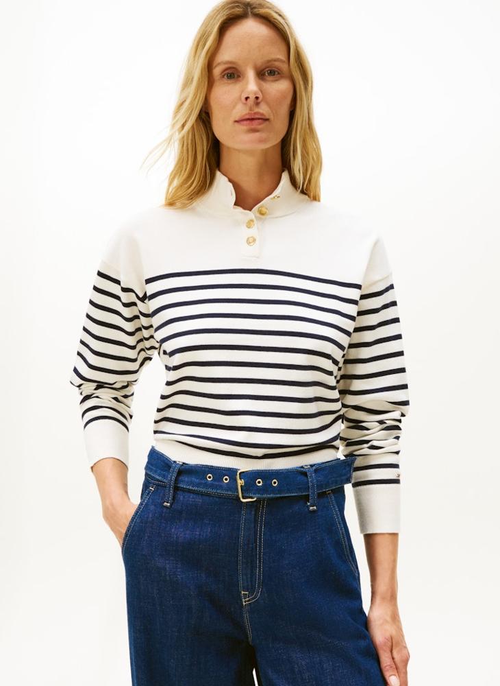 TOMMY HILFIGER Striped High Neck Sweater - Image 1