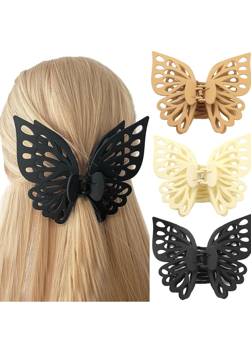 Goolsky Butterfly Hair Clips/ Claw Hair Clips for Women for Thick Hair Matte Medium Hair Clips (3Pcs)  - Image 1