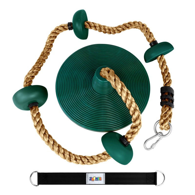 ZNCMRR Climbing Rope with Platforms and Disc Swing Seat Set Playground Accessories Including Bonus Hanging Strap & Carabiner - Image 1