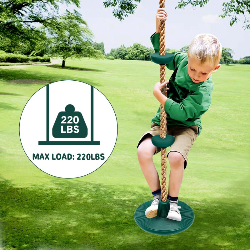 ZNCMRR Climbing Rope with Platforms and Disc Swing Seat Set Playground Accessories Including Bonus Hanging Strap & Carabiner - Image 5