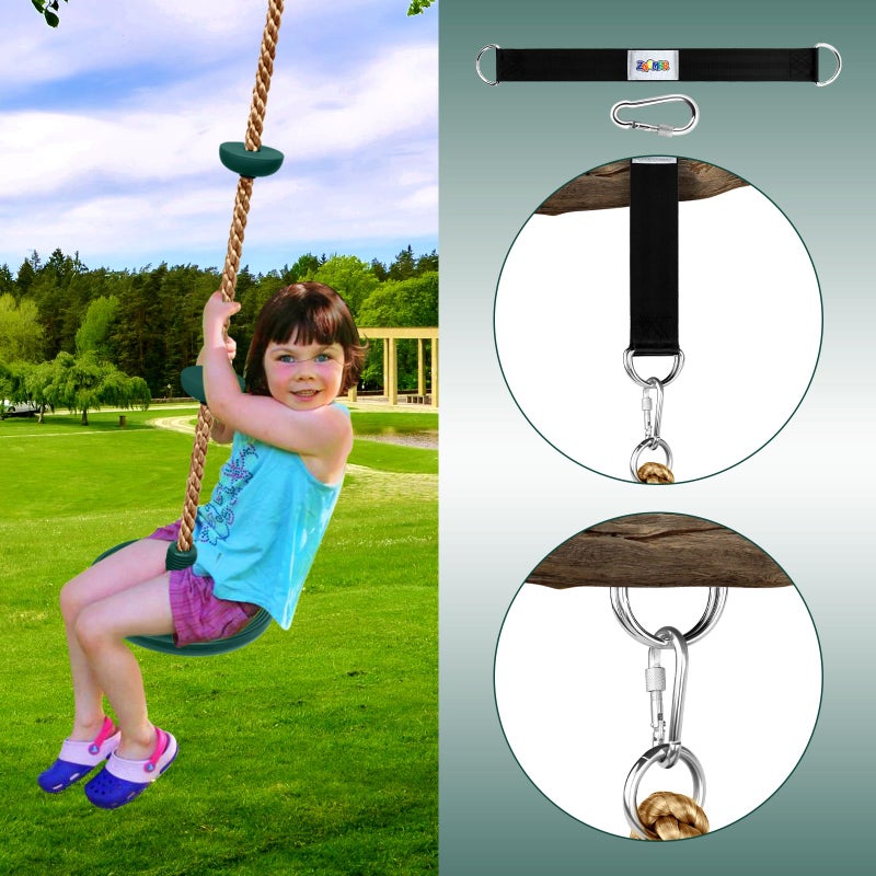 ZNCMRR Climbing Rope with Platforms and Disc Swing Seat Set Playground Accessories Including Bonus Hanging Strap & Carabiner - Image 4