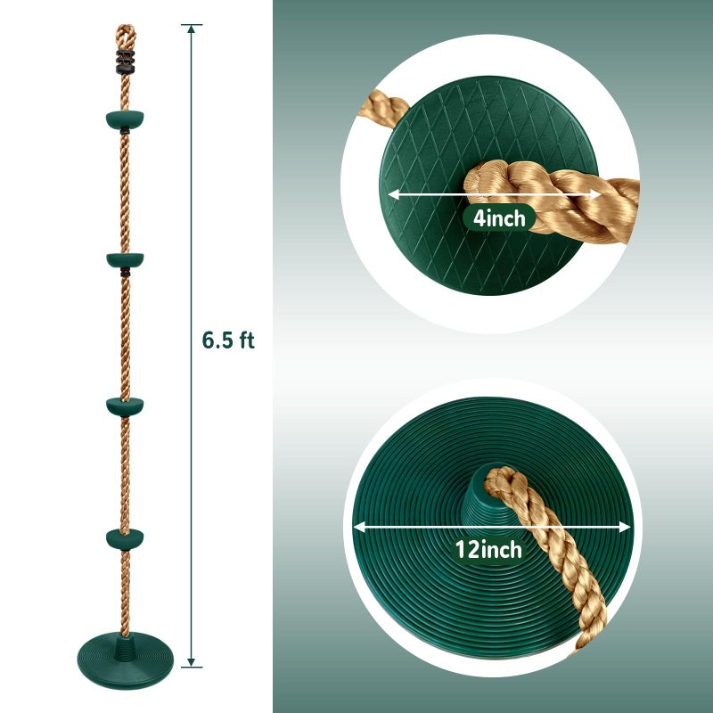 ZNCMRR Climbing Rope with Platforms and Disc Swing Seat Set Playground Accessories Including Bonus Hanging Strap & Carabiner - Image 2