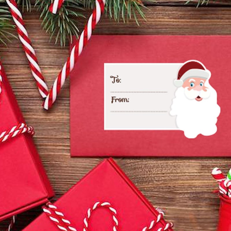 Haoser 12 pc Christmas Name Tags Stickers- Self Adhesive Labels for Gifts, Bags, Boxes, Wrapping Paper, Christmas Gift Tags Christmas Labels for Gifts Bags, Xmas Stickers (White+Santa+RED) - Image 2