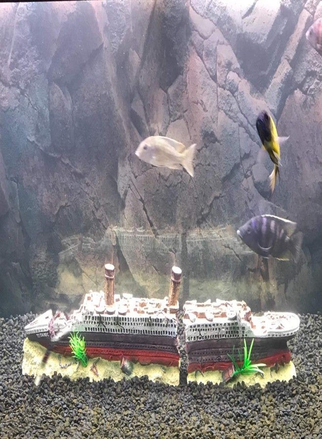 SLOCME Aquarium Titanic Shipwreck Decorations - Resin Material Ship Decorations，Fish Tank Sunken Ship Ornament Aquarium Environment Friendly Decorations - Image 3