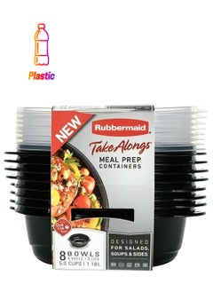 Rubbermaid 16-Piece TakeAlongs Meal Prep Food Container with Lids Black and Clear 1.18 L 6013328 
