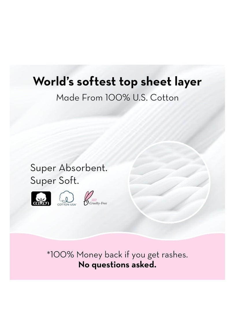 Plush Ultra-Thin Sanitary Pads For Women, 30 Cotton Sanitary Napkins | 14 Medium Flow XL + 16 Light Flow L + 4 Panty Liners For Rash Free Periods | Pure U.S. Cotton Pads With Disposable Pouch - Image 3