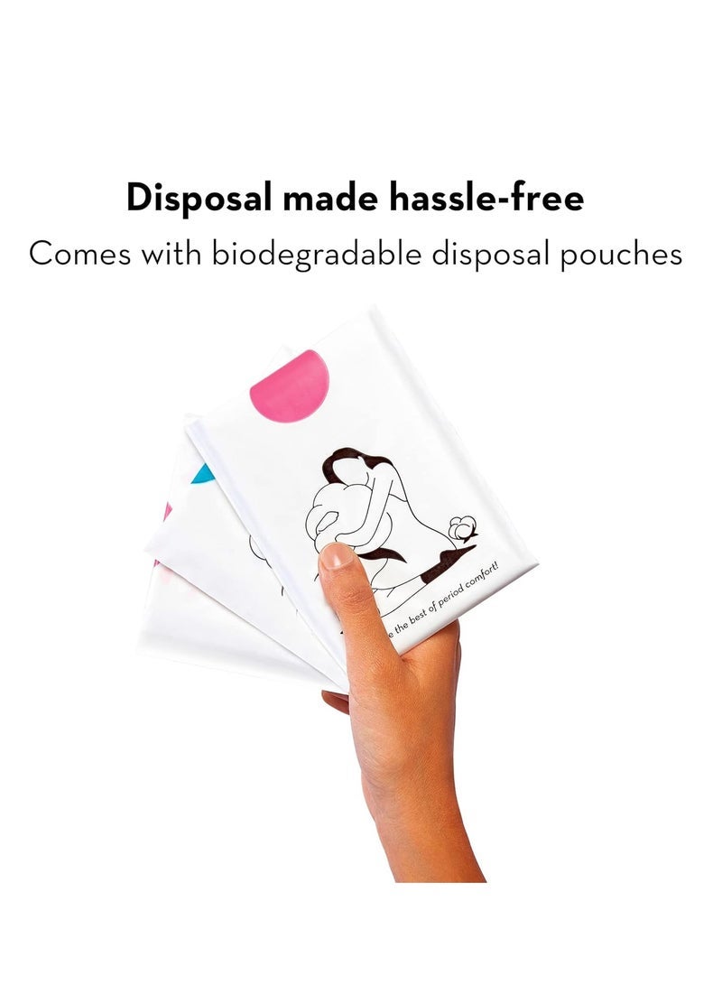 Plush Ultra-Thin Sanitary Pads For Women, 30 Cotton Sanitary Napkins | 14 Medium Flow XL + 16 Light Flow L + 4 Panty Liners For Rash Free Periods | Pure U.S. Cotton Pads With Disposable Pouch - Image 5