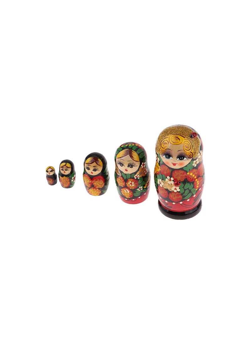 GGOOT 5-piece Classic Babushka Girl Figure Matryoshka Stacking Dolls  - Image 1