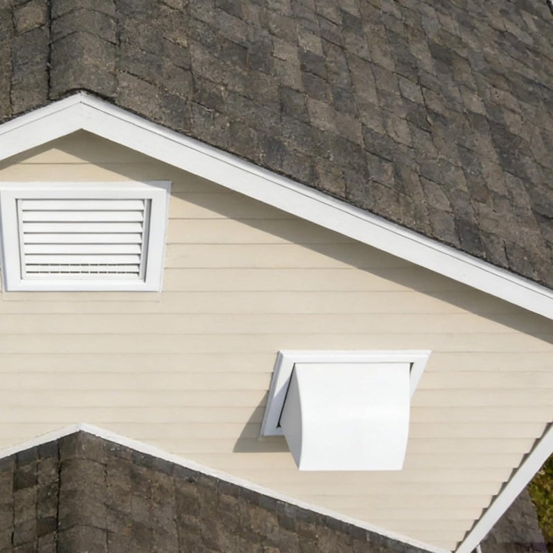 White Exhaust Vent Cover 4 Inch, Non Return Valve, Louvered Dryer Vent Hood, Weatherproof for Exterior Wall, Prevents Backdrafts, Snow - Image 5