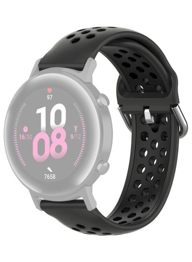 Fashion Inner Buckle Silicone Strap For Huawei Watch GT2e/GT/GT2 46-22 mm Black/Silver - Image 1