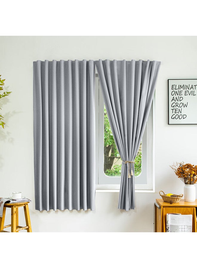 Mingju Full Blackout Finished Magic Tape Heat Insulation Sunscreen Bedroom Balcony Living Room Curtains Light Grey 1.7m Width * 2.0m Height 1 Piece - Image 1