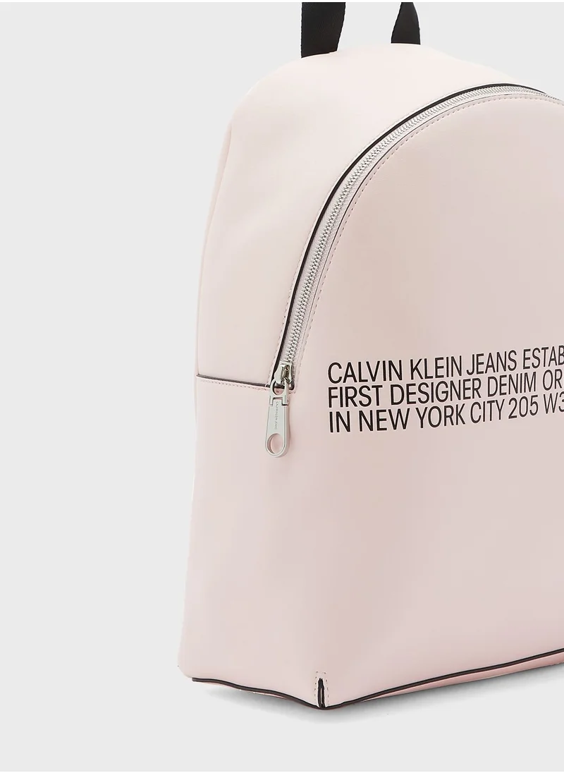 Calvin Klein Jeans Top Zip Slogan Backpack
