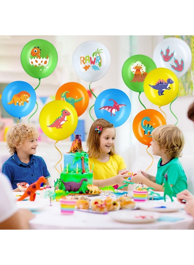 Zomiboo 40 Pieces Dinosaur Latex Balloons 12 Inch Dinosaur Themed Party Balloons with 2 Rolls of Ribbon for Kids Jungle Themed Party Decorations Baby Shower Birthday Supplies - Image 4