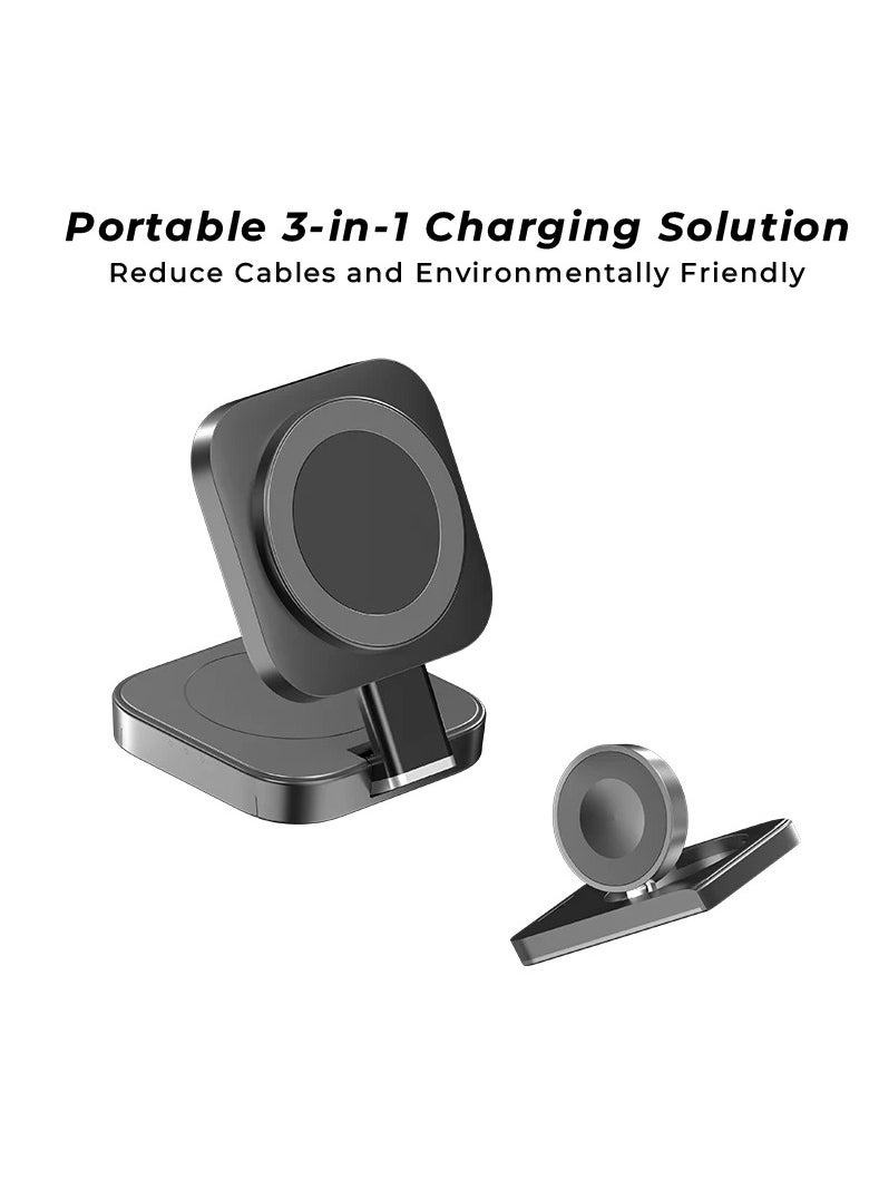 this is one - 15W Folding Multi-Function 3-in-1 Wireless Charger for iPhone, AirPods, and Apple Watch - Fast Charging Station with Powerful Magnetic Foldable Design - Image 1