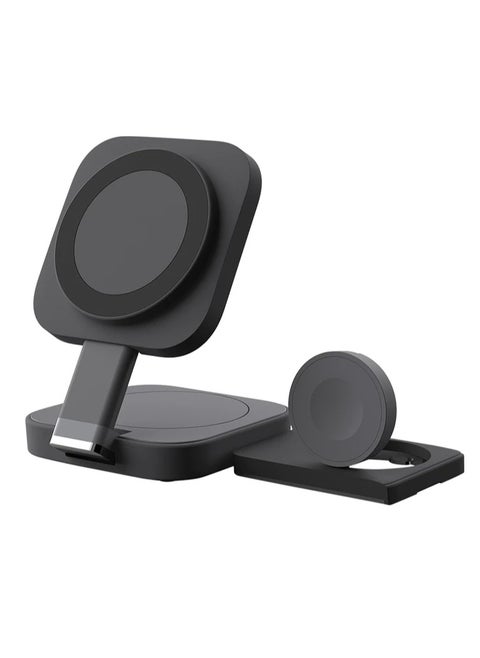 15W Folding Multi-Function 3-in-1 Wireless Charger for iPhone, AirPods, and Apple Watch - Fast Charging Station with Powerful Magnetic Foldable Design