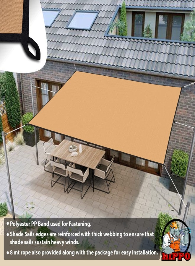 HIPPO Shade Sail with Polyester Band Affordable & Premium 150 GSM Sun Shade UV Block for Outdoor Car Parking (Beige, 9.5FTX13FT) - Image 2