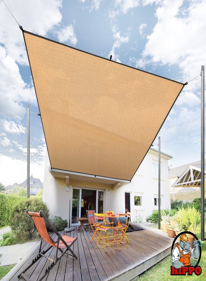 HIPPO Shade Sail with Polyester Band Affordable & Premium 150 GSM Sun Shade UV Block for Outdoor Car Parking (Beige, 9.5FTX13FT) - Image 1