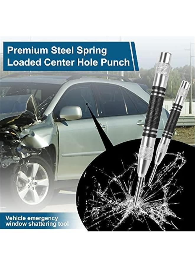 2-Pack High-Quality Automatic Center Punch, 5-Inch Premium Spring-Loaded Steel Tool for Metal, Plastic, Wood, Glass - Adjustable Impact Scriber Marker for Precision Works.  - Image 4