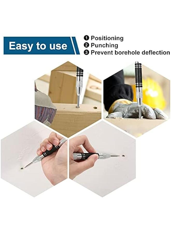 2-Pack High-Quality Automatic Center Punch, 5-Inch Premium Spring-Loaded Steel Tool for Metal, Plastic, Wood, Glass - Adjustable Impact Scriber Marker for Precision Works.  - Image 5