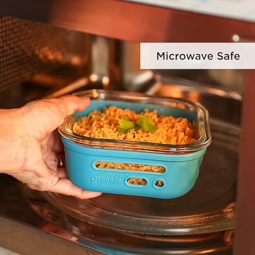GLASAFE Glass Lunch Box for Office w/t Air Tight Glass lid & Protective Silicone Sleeve | Tiffin Box for Men & Women | 100% Borosilicate Glass | Microwave & Dishwasher Safe | 320ml (Blue) - Image 3