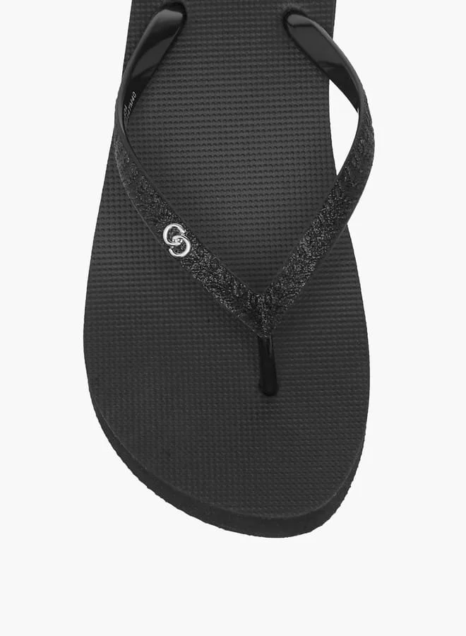Celeste Women's Glitter Embellished Thong Slippers