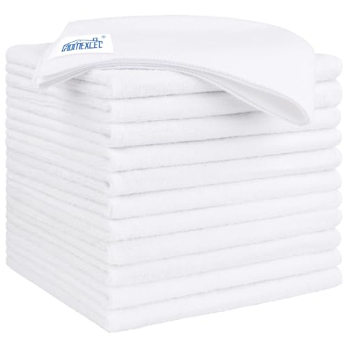 HOMEXCEL White Microfiber Cleaning Cloth 12 Pack 125 x 125 inch Microfiber Towels for Cars Ultra Absorbent Car Washing Cloth Lint Free Streak Free Cleaning Rags for Car Kitchen and Window - Image 1