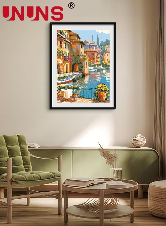 UNUNS Paint by Number For Adults,Rural Landscape Boat Oil Painting Set for Beginner,Painting by Numbers Kits With Brushes And Acrylic Paint,40x50cm - Image 4