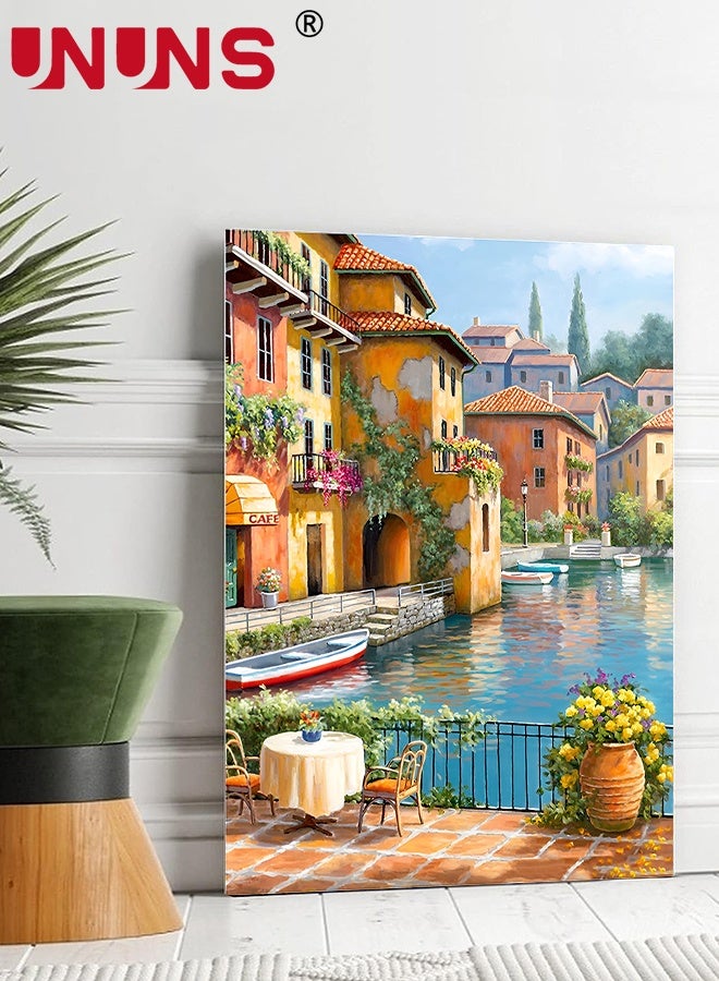 UNUNS Paint by Number For Adults,Rural Landscape Boat Oil Painting Set for Beginner,Painting by Numbers Kits With Brushes And Acrylic Paint,40x50cm - Image 2