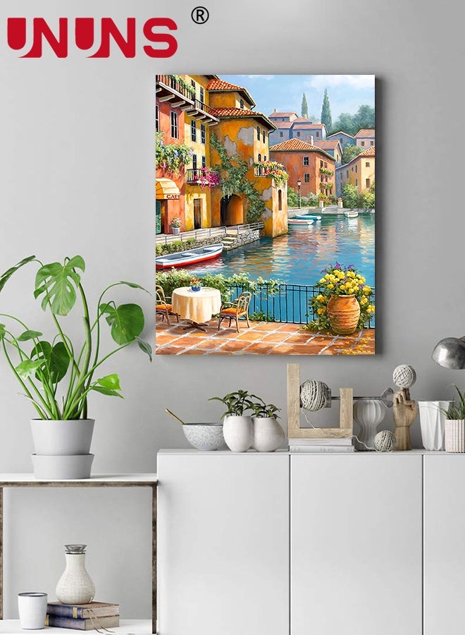 UNUNS Paint by Number For Adults,Rural Landscape Boat Oil Painting Set for Beginner,Painting by Numbers Kits With Brushes And Acrylic Paint,40x50cm - Image 5