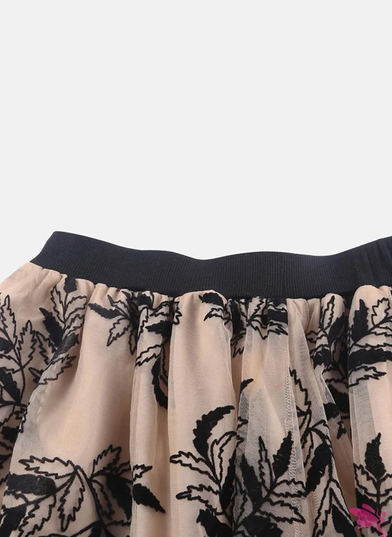YUNIQEE Beige Printed Midi Skirt