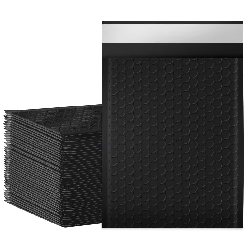 packbabol Bubble Mailers, 6x9 Inch Poly Padded Bubble Mailers Pack of 50 Bubble Envelopes Opaque Self Seal Adhesive Waterproof Bags for Shipping and Packaging(Black,6x9-50Pc) - Image 1
