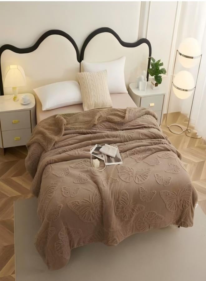 Butterfly double-layer tuff velvet solid-color blanket, winter thickened warm blanket, nap blanket, universal sofa cover blanket 