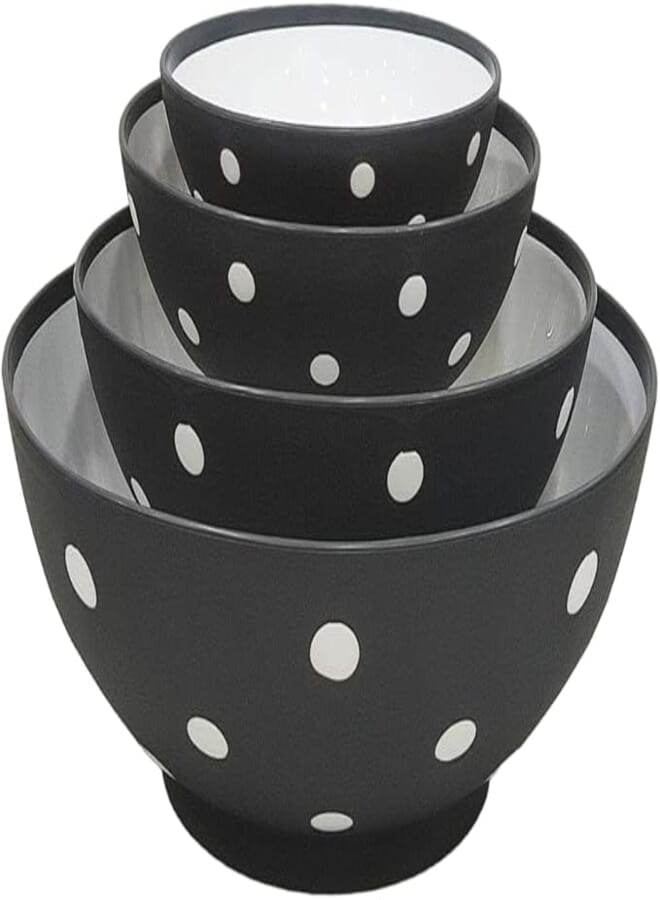 Aksa Plastic Bowl Set Of 4 Pieces - Different Capacities - Dark Grey