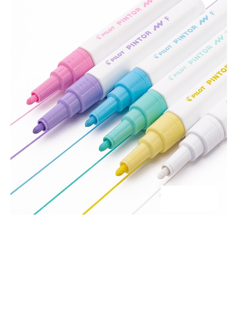 PILOT 6-Piece Pintor Water Based Paint Marker Medium 1.4mm Tip Pastel Colours - Image 2