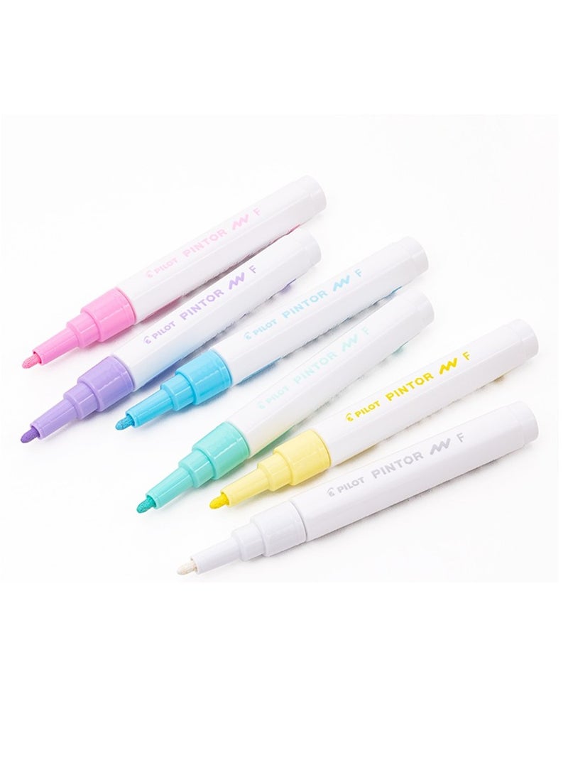 PILOT 6-Piece Pintor Water Based Paint Marker Medium 1.4mm Tip Pastel Colours - Image 3