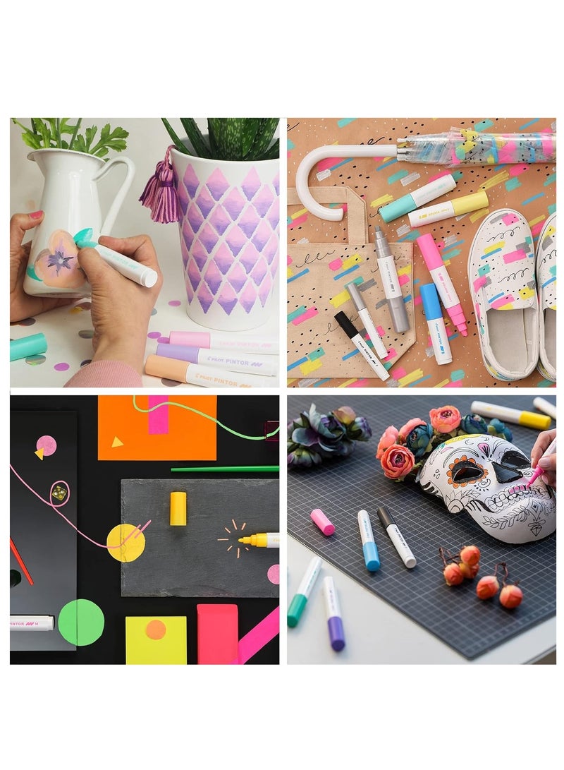 PILOT 6-Piece Pintor Water Based Paint Marker Medium 1.4mm Tip Pastel Colours - Image 4