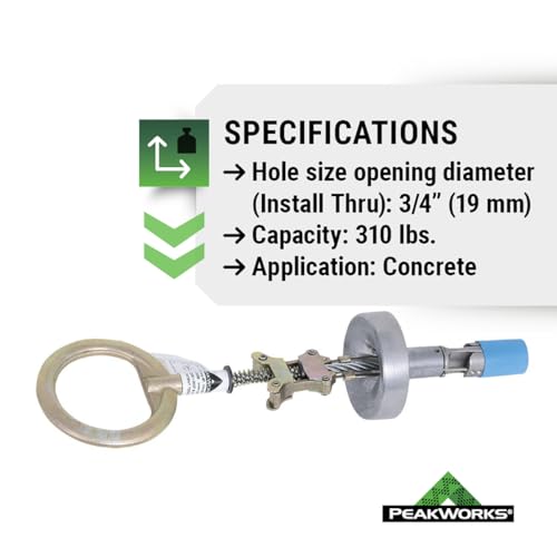 Peakworks Temporary Reusable Drop-In Anchor for Concrete - Industrial, Construction, Roofing Fall Protection - ANSI & OSHA Compliant - 3/4" (19 mm) - Image 5
