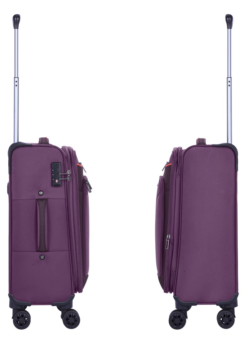 eminent Expandable Luggage Trolley Bag Soft Suitcase for Unisex Travel Polyester Shell Lightweight with TSA lock Double Spinner Wheels E777SZ Carry On 20 Inch Purple - Image 3