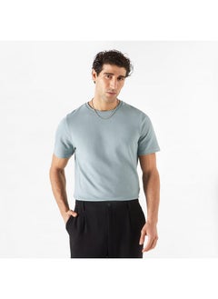 Iconic Iconic Textured T-shirt with Crew Neck and Short Sleeves  - Image 1