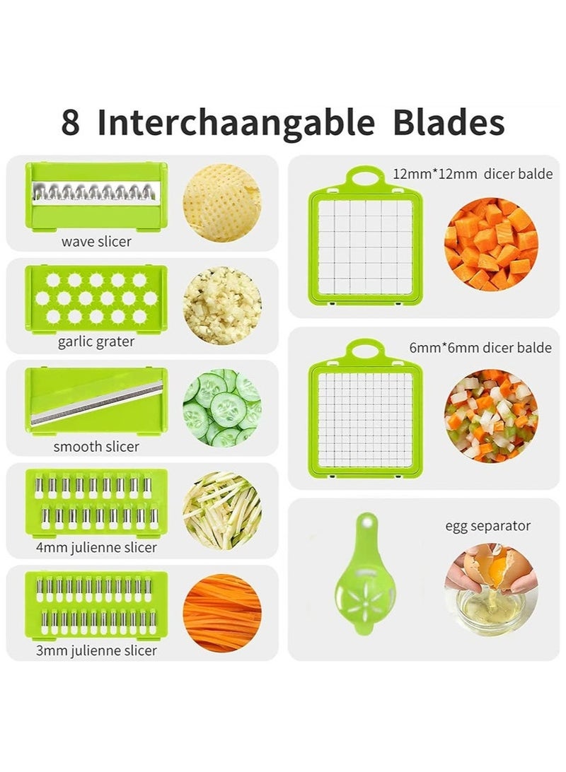 قطاعة طعام متعددة الوظائف، قطاعة خضروات 16 في 1، قطاعة بصل، خضروات، فواكه، جزر، إلخ. يمكن تقطيعها وتقطيعها إلى شرائح - Image 3