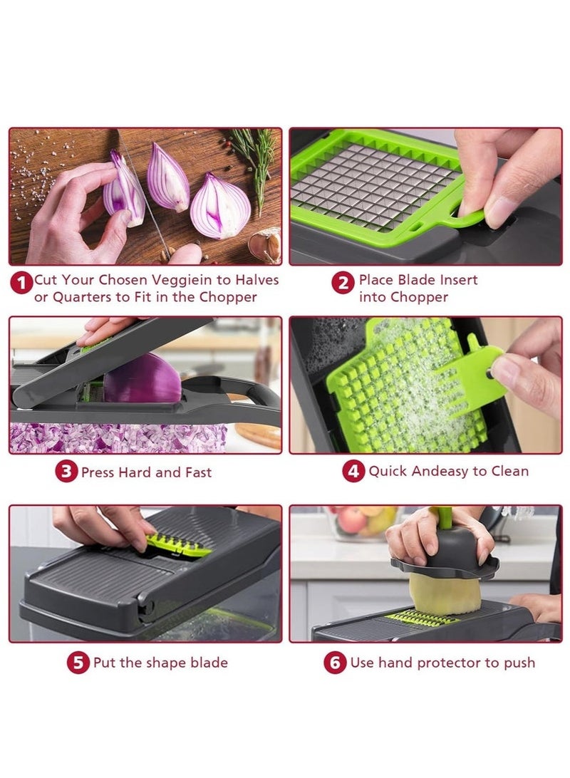 قطاعة طعام متعددة الوظائف، قطاعة خضروات 16 في 1، قطاعة بصل، خضروات، فواكه، جزر، إلخ. يمكن تقطيعها وتقطيعها إلى شرائح - Image 5