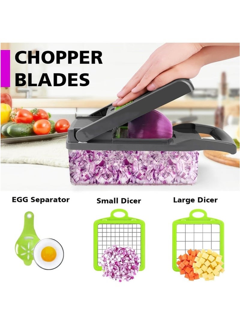 قطاعة طعام متعددة الوظائف، قطاعة خضروات 16 في 1، قطاعة بصل، خضروات، فواكه، جزر، إلخ. يمكن تقطيعها وتقطيعها إلى شرائح - Image 2